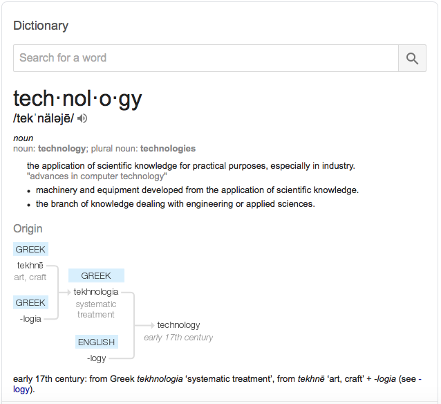 dictionary definition of technology